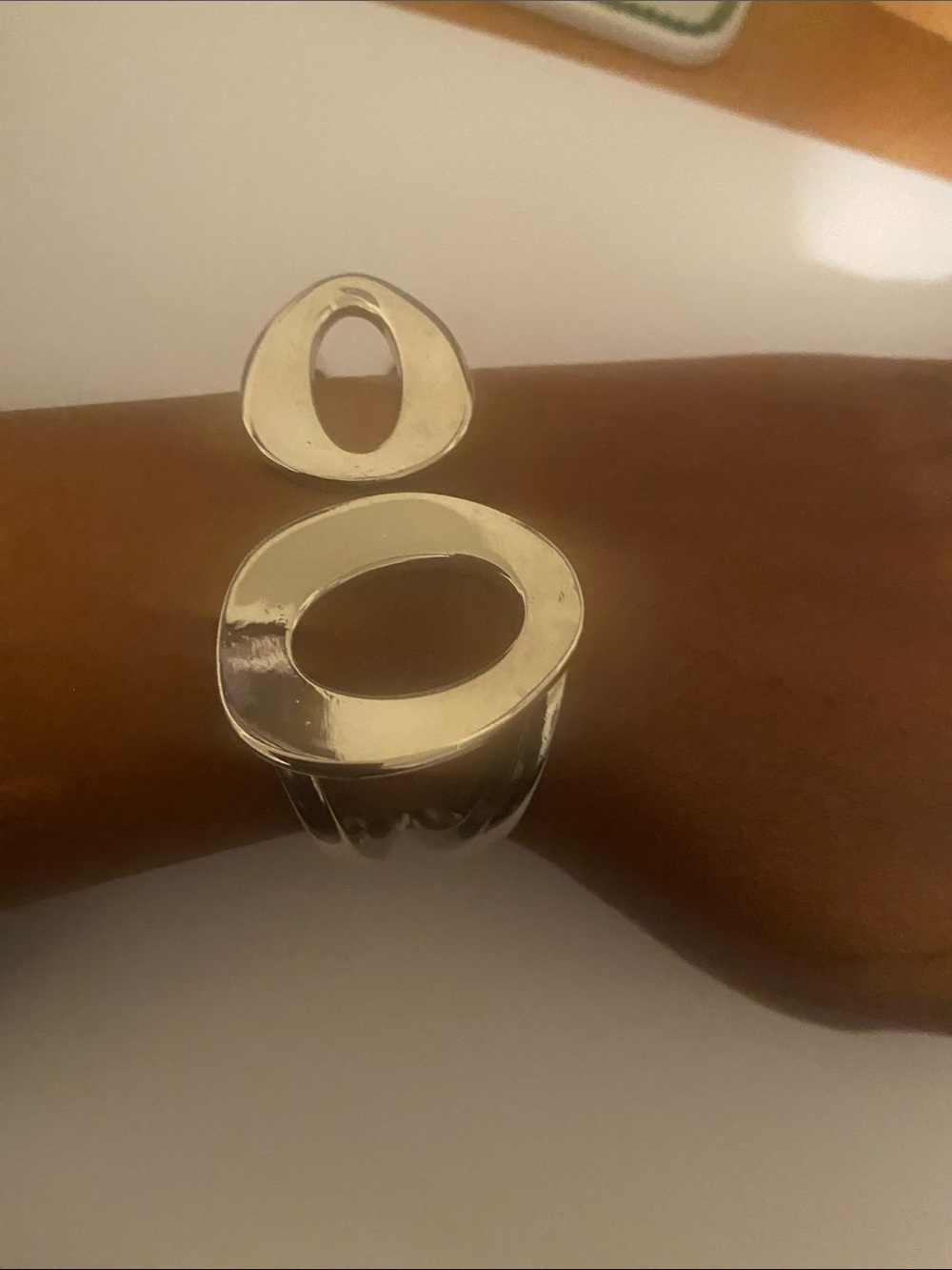Polished Silver Open Oval Bracelet - Contemporary Women’s Jewelry